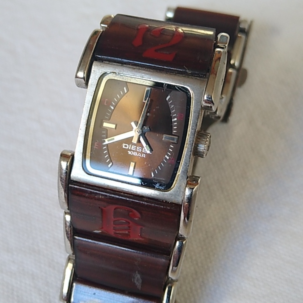 Diesel Watch 10 Bar Only the Brave Old English Goth Script
